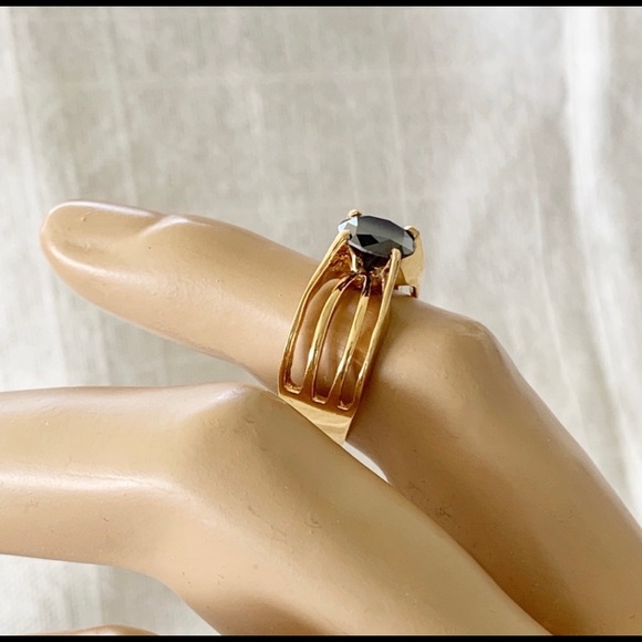 14k Gold 1.3ct Black Diamond Ring Size 6 - Picture 4 of 7